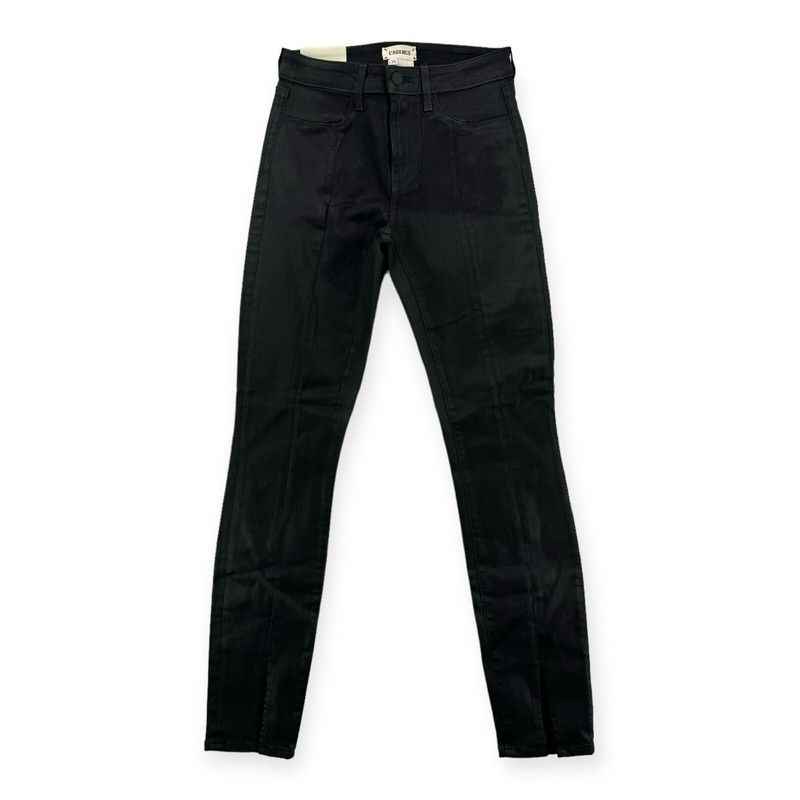 Lagence Jeans Womens 25 Skinny Split Ankle Black Coated Jeggings Pants NEW