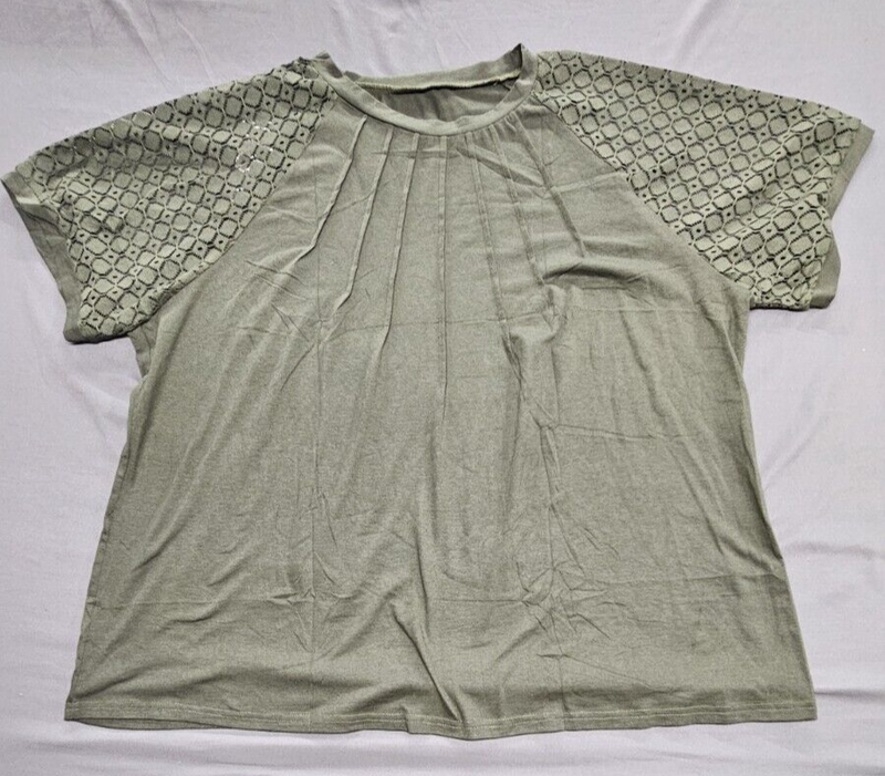 LALAGEN Women's Plus Size T Shirts Trendy Lace Short Sleeve Crewneck Blouse 4XL