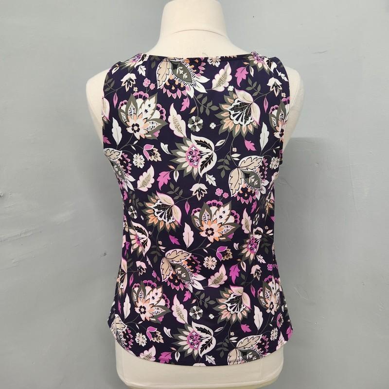 Land's End Swim Top Tankini Purple Flower Floral Size 18 Built-in Bra Modest