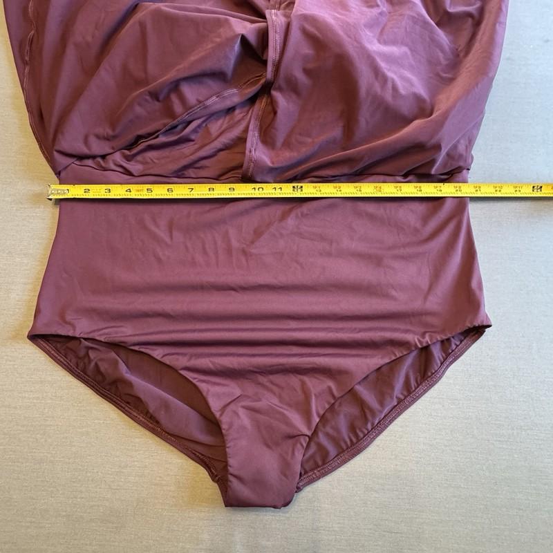 Land's End Women's Plus Size 26W Side Tie Swim Dress Swimsuit Dark Wine