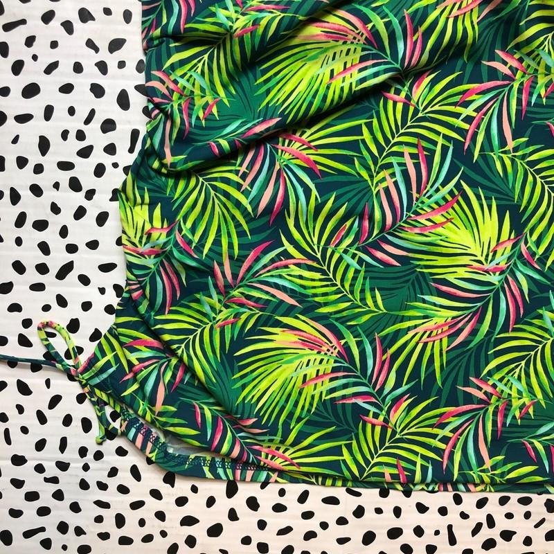 Lands End Baltic Teal Palm Underwire Tankini SWIM TOP 16W PLUS 522619