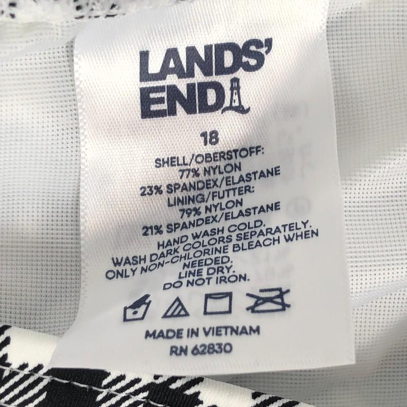 Lands End Black White Gingham High Neck Tankini Reg. 18 SWIM TOP 513786