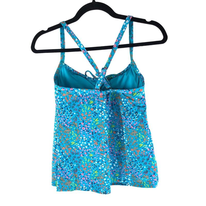 Lands End Chlorine Resist Tie Front Underwire Tankini Top Adjustable Straps 10