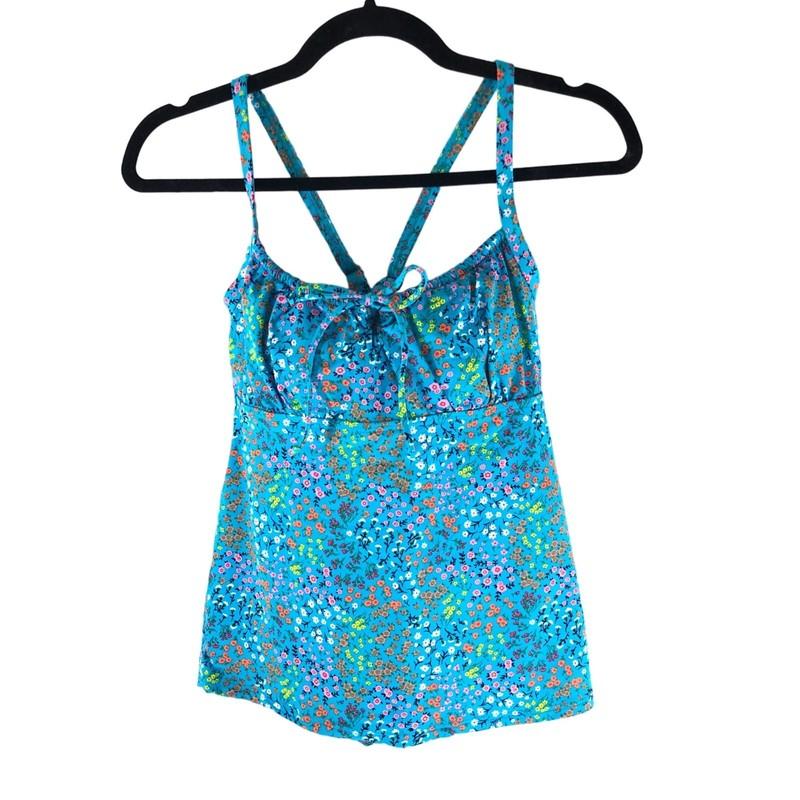 Lands End Chlorine Resist Tie Front Underwire Tankini Top Adjustable Straps 10