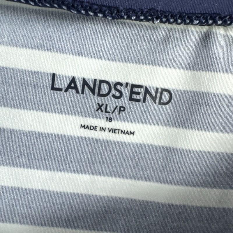 Lands End Dress Women's Shift Navy White Striped Lace Up Nautical Size XL Petite