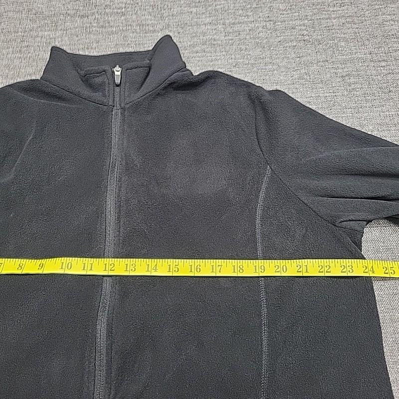 Lands End Full Zip Fleece Jacket 1X Plus Size Black Long Sleeves With Pockets
