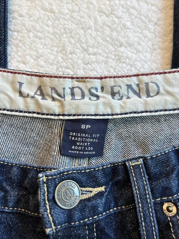Lands’ End Jeans Women’s Sz 8P Original Fit Traditional Waist Boot Leg Dark Wash