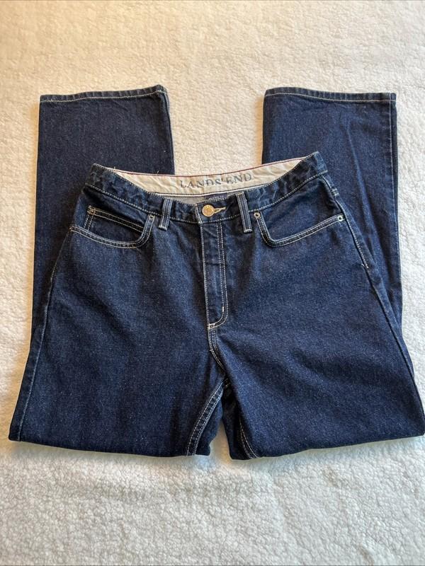 Lands’ End Jeans Women’s Sz 8P Original Fit Traditional Waist Boot Leg Dark Wash
