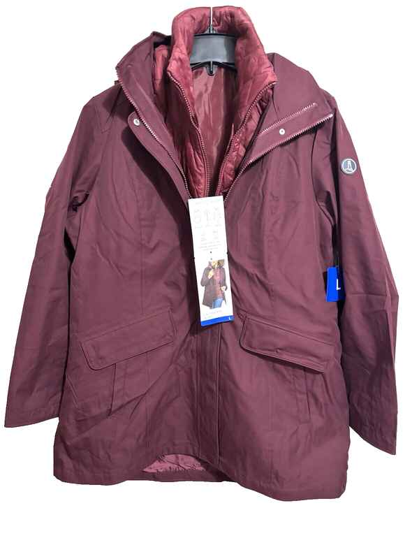 Lands' End Ladies' 3-in-1 Systems Jacket Burgundy Size Large/New With Tags