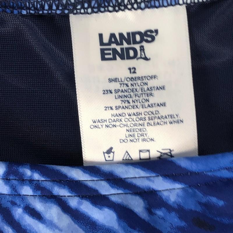 Lands End Navy Blue Tie Dye High Neck Tankini Reg. 12 SWIM TOP 513786