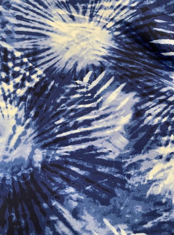 Lands End Navy Tie Dye Flutter Tankini Top XL NWT Palm NEW
