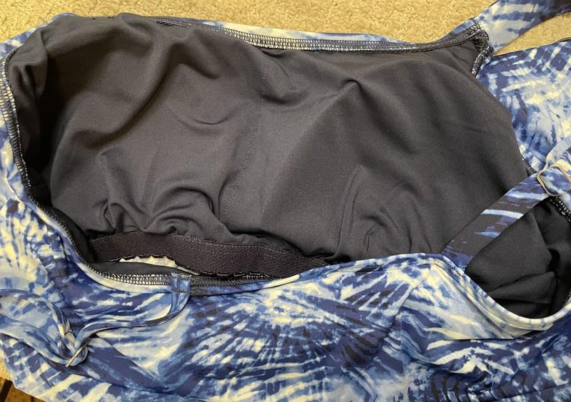 Lands End Navy Tie Dye Flutter Tankini Top XL NWT Palm NEW