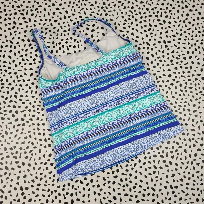 Lands End New Blue Square Neck Tankini Regular 498462 Bombay Stripe PICK YOUR SZ