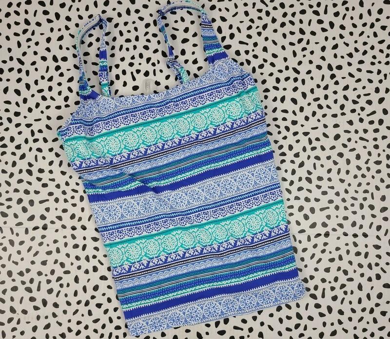 Lands End New Blue Square neck Tankini Regular 498462 Bombay Stripe PICK YOUR SZ