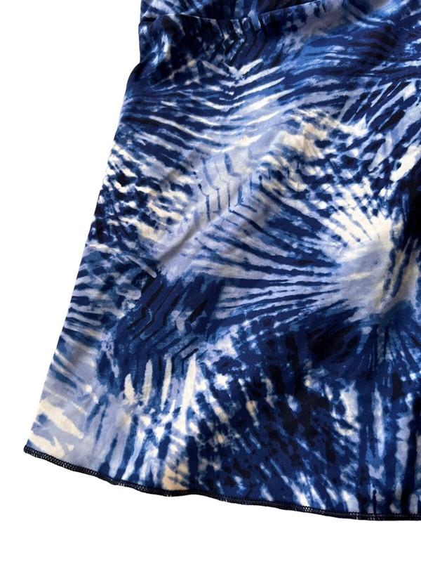 Lands End NEW XL Swim Tankini Top Blue Tie Dye Scoop Neck Flutter UPF50