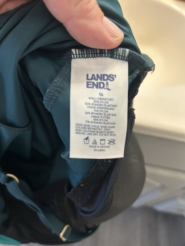 Lands End One Piece Swim Green Size 14