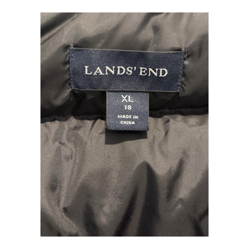 Lands End Puffer Vest Womens XL Black Down Feather Filled Winter Warmth