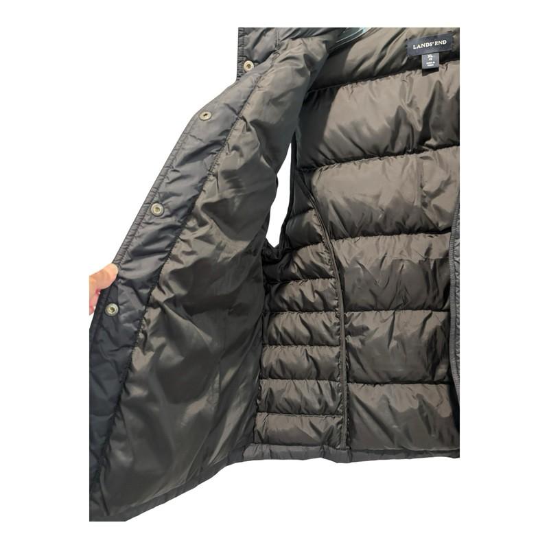 Lands End Puffer Vest Womens XL Black Down Feather Filled Winter Warmth