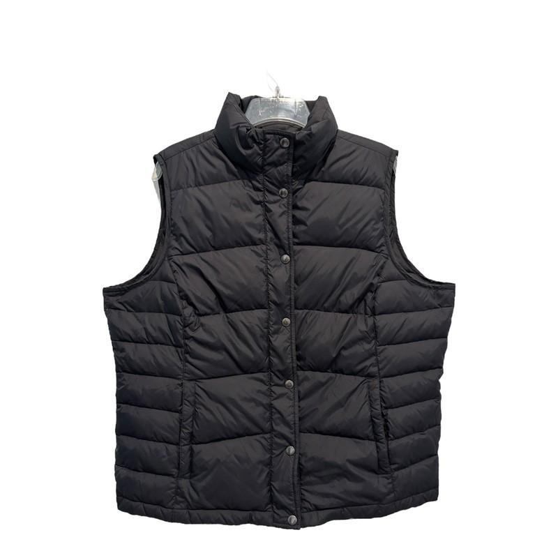 Lands End Puffer Vest Womens XL Black Down Feather Filled Winter Warmth