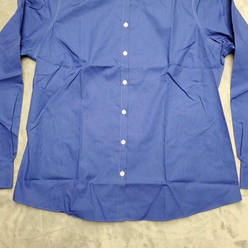Lands End Shirt Womens 14 Cobalt Blue Long Sleeve Broadcloth Wrinkle Free