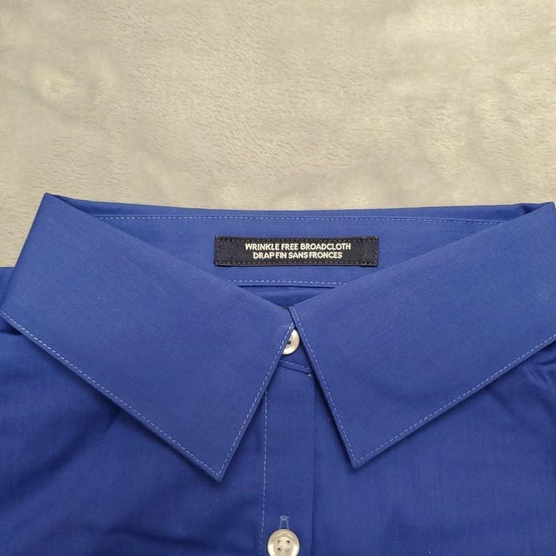 Lands End Shirt Womens 14 Cobalt Blue Long Sleeve Broadcloth Wrinkle Free