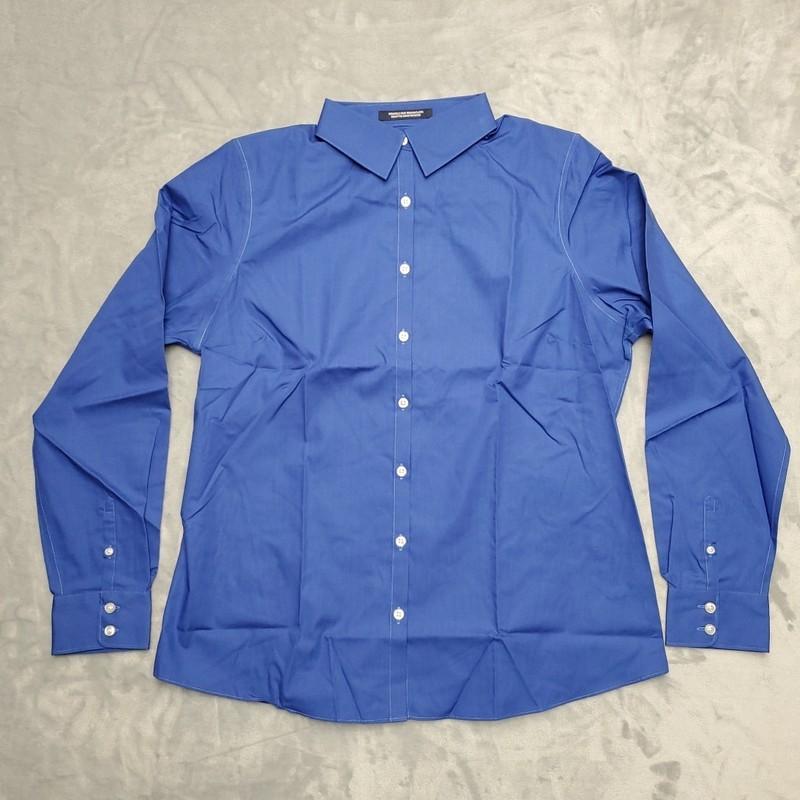 Lands End Shirt Womens 14 Cobalt Blue Long Sleeve Broadcloth Wrinkle Free
