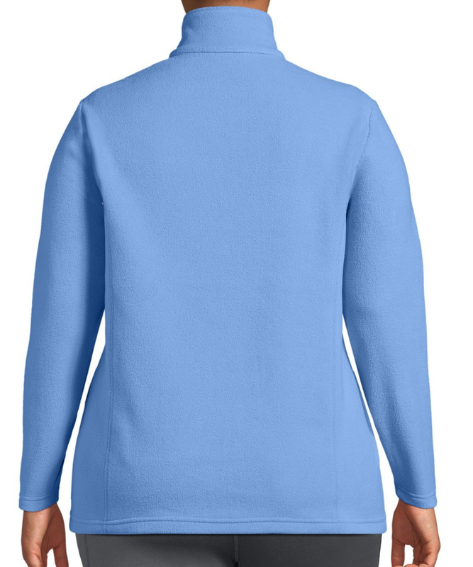 Lands' End Size 3X Solid Blue Fleece Knit Top 1/4 Zip Long Sleeves NWT