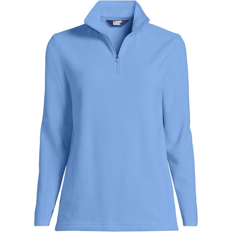 Lands' End Size 3X Solid Blue Fleece Knit Top 1/4 Zip Long Sleeves NWT