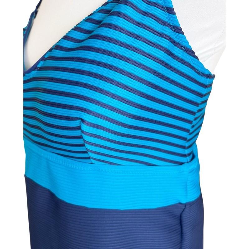 Lands End Striped Blue Navy Tankini Swimsuit Top With Adjustable Straps Size 12