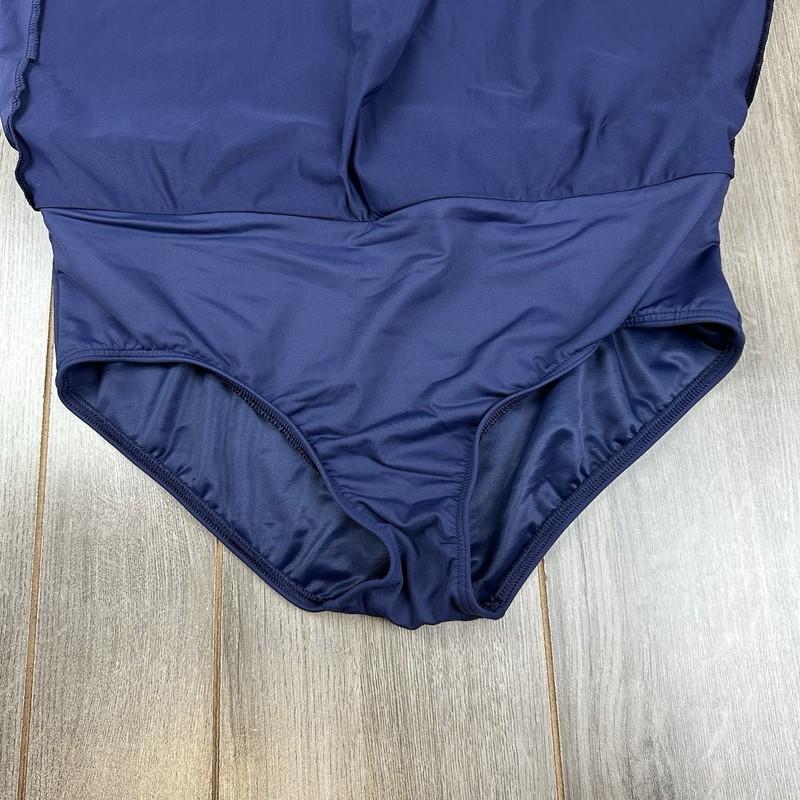 Lands End Swim Skirt Women’s 12 Blue Skort Athleisure 14” Length Modest