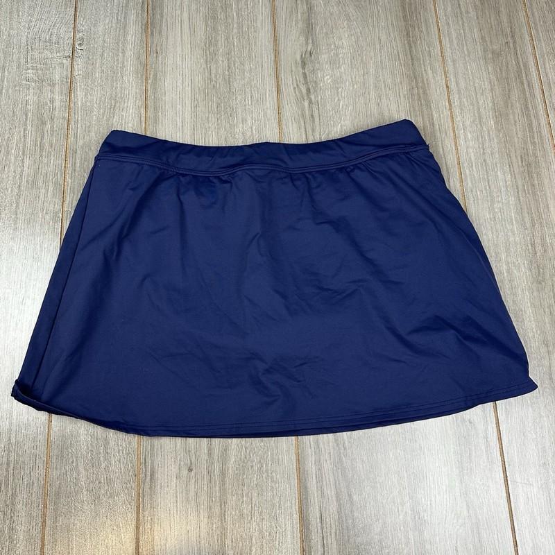 Lands End Swim Skirt Women’s 12 Blue Skort Athleisure 14” Length Modest