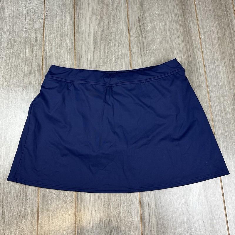 Lands End Swim Skirt Women’s 12 Blue Skort Athleisure 14” Length Modest