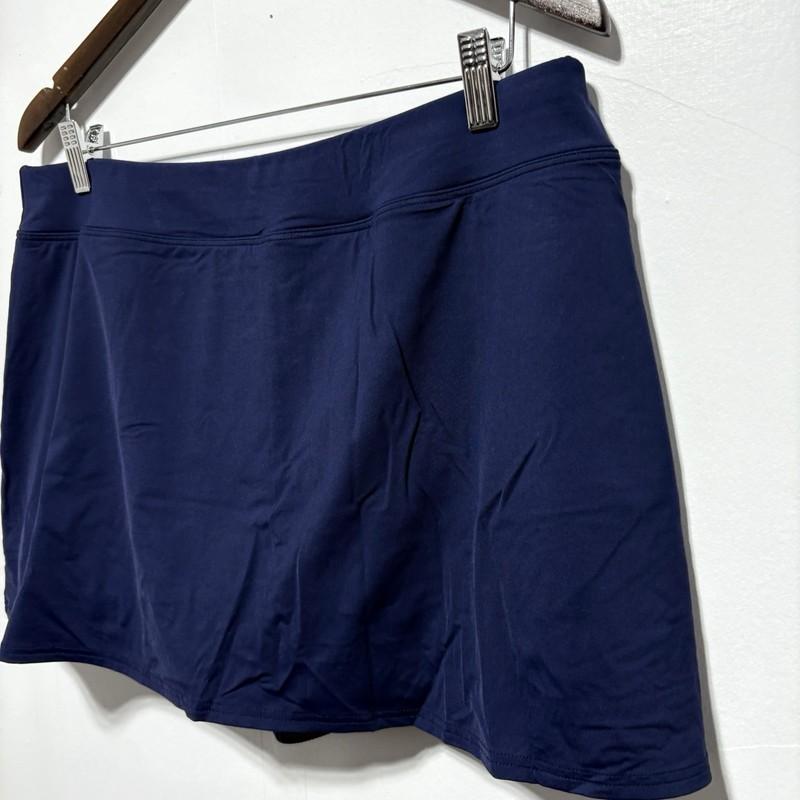 Lands End Swim Skirt Womens 16W Blue Attached Shorts Stretch Swim Bottom