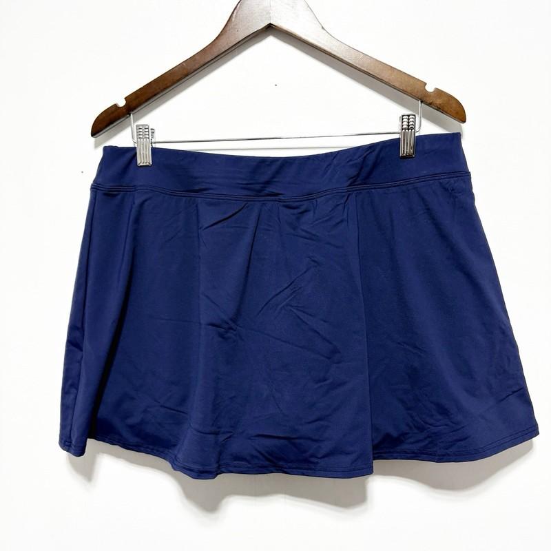 Lands End Swim Skirt Womens 16W Blue Attached Shorts Stretch Swim Bottom