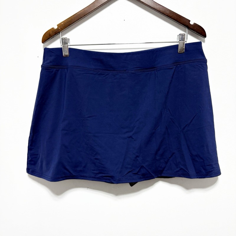Lands End Swim Skirt Womens 16W Blue Attached Shorts Stretch Swim Bottom