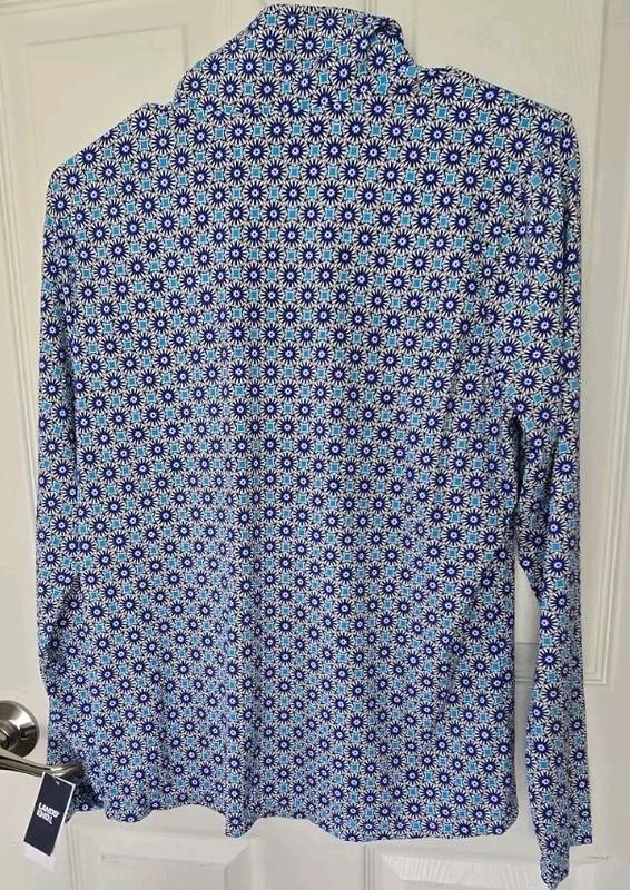 Lands End Swimsuit Top Womens Size M Blue UPF 50 Quarter Zip Rash Guard New