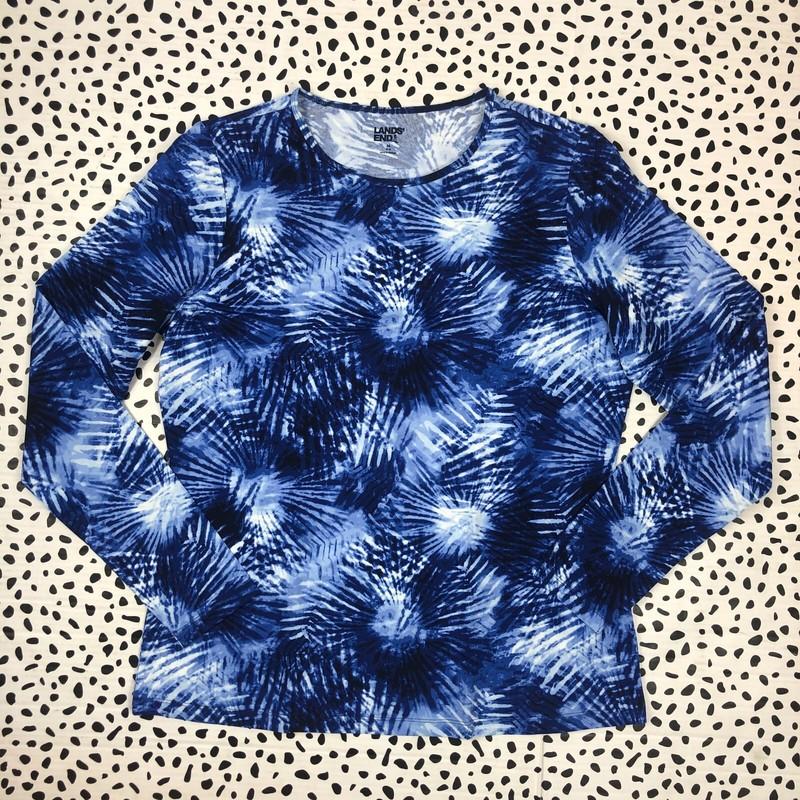 Lands End Top Rash Sun Guard Swim Crew Neck Long Sleeve Beach Shirts UPF women M