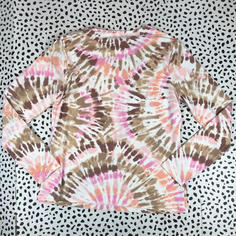 Lands End White Burst Tie Dye Long Sleeve Crewneck SWIM TEE M 10-12 428198