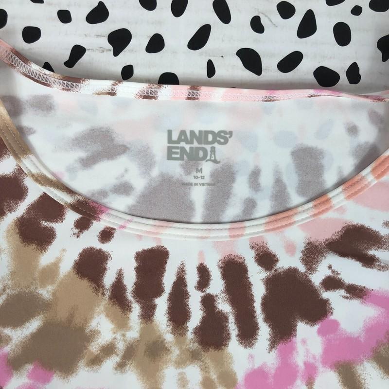 Lands End White Burst Tie Dye Long Sleeve Crewneck SWIM TEE M 10-12 428198