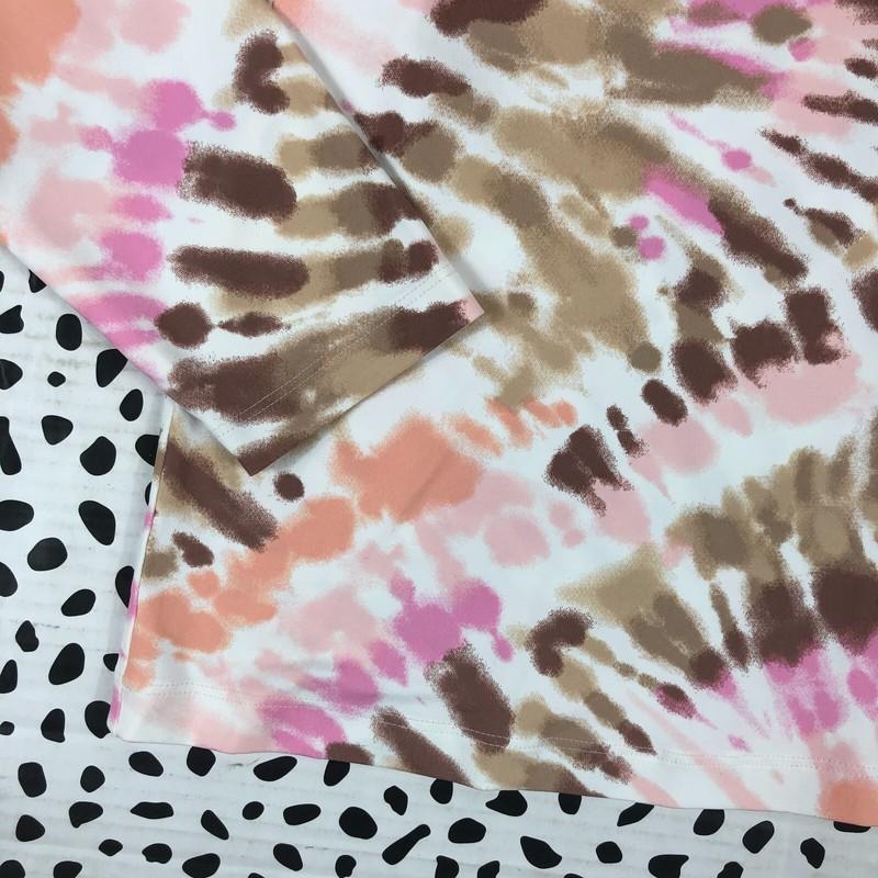 Lands End White Burst Tie Dye Long Sleeve Crewneck SWIM TEE M 10-12 428198