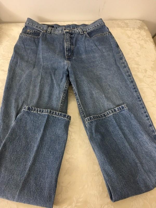 LANDS’END Woman’s 5 Pocket Light Wash Denim Jeans 32X30 Size 10 Blue