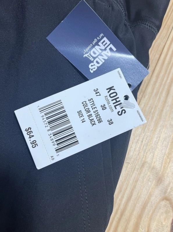 Lands' End Women's Black 9" Quick Dry Board Shorts Size 14 Black NWT