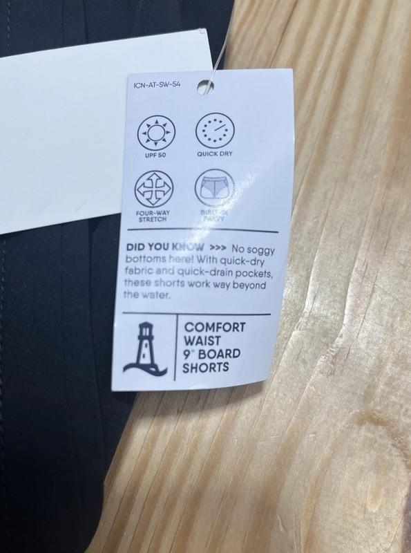 Lands' End Women's Black 9" Quick Dry Board Shorts Size 14 Black NWT