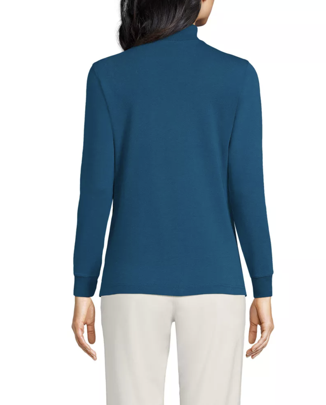 Lands End Women's Cotton Long Sleeve Mock Turtleneck S/T-XL/T - 15 Color Options