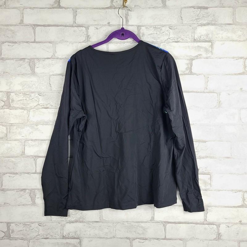 Lands End Womens Black Rash Guard Crew Swim Shirt UPF Cover Up Tee 492466