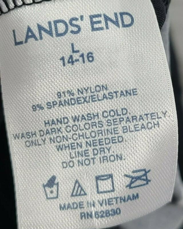 Lands End Womens Black Rash Guard Crew Swim Shirt UPF Cover Up Tee 492466