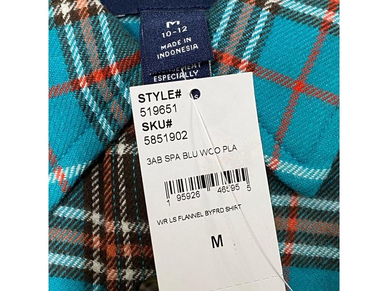 Lands End Womens Boyfriend Flannel Spa Blue/Wood Plaid S M NWT SHIPS FREE