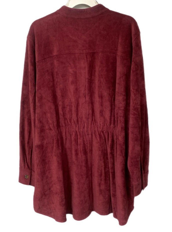 Lands End Womens Corduroy Shirt Jacket Rich Burgundy 2X NWT SHIPS FREE