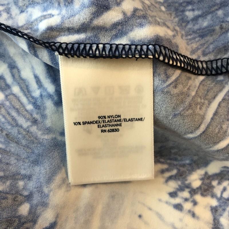 Lands End Womens Crew Neck Long Sleeve Rash Guard UPF 50 Swim Tee Blue White M