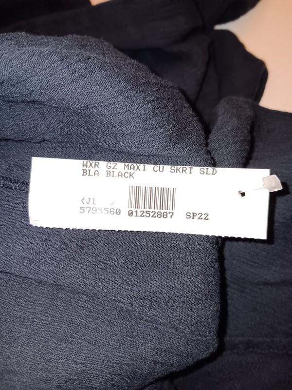 Lands End Womens Large Crimped Black Swimsuit Coverup Pull On Long Maxi Skirt